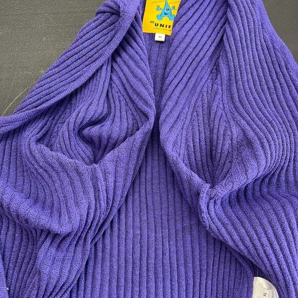 Unif Long Sleeve Violet Purple Ribbed Knit Cropped Cardigan Sweater Womens XL - Picture 9 of 13